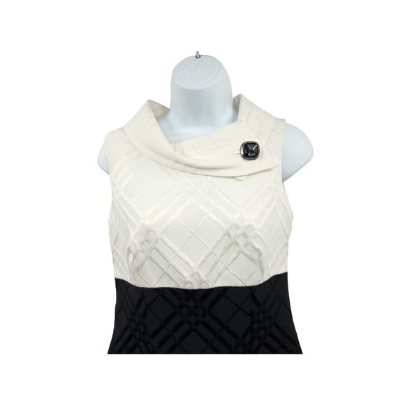 TAHARI BY ARTHUR LEVINE WOMENS SIZE 6 SLEEVELESS BLACK AND WHITE SHEATH DRESS - Picture 2 of 7